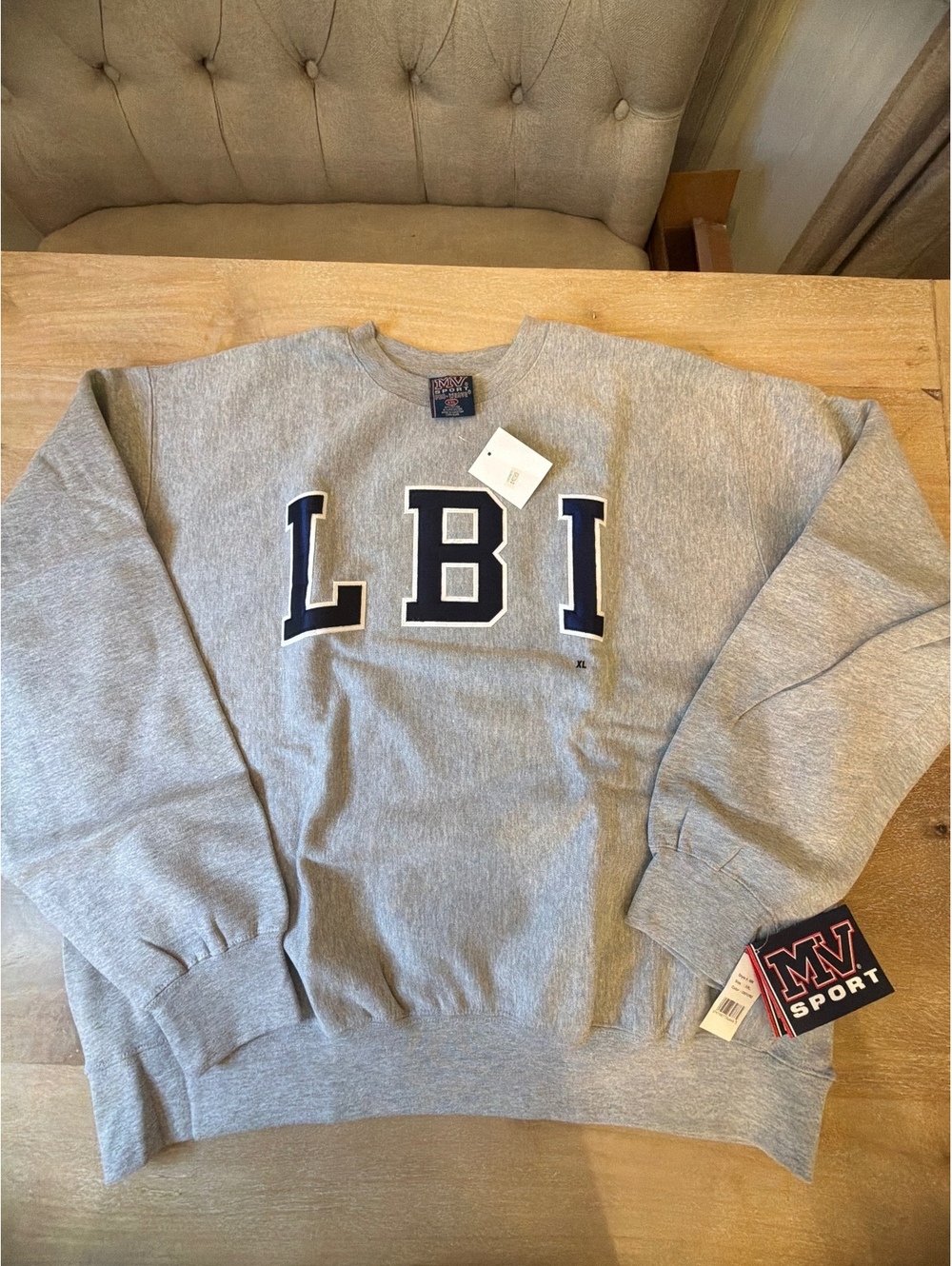 NWT MV Sport LBI Long Beach Island Sweatshirt XL Grey Pro Weave New Jersey